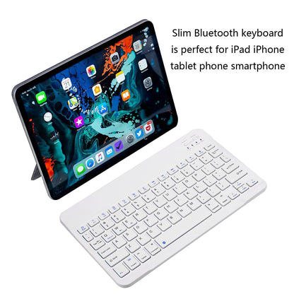 Ultra-Slim Bluetooth Keyboard Portable Mini Wireless Keyboard Rechargeable for Apple iPad iPhone Samsung Tablet Phone Smartphone iPadOS iOS Android (10 inch Black)