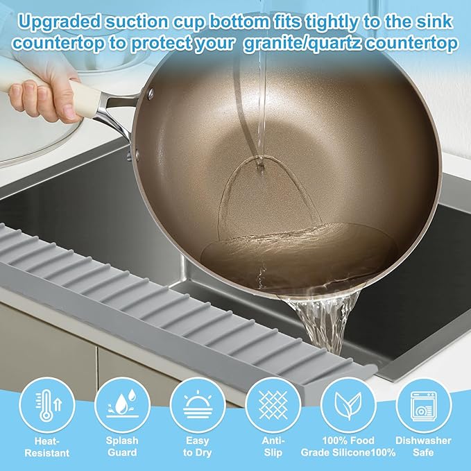 Silicone Sink Edge Protectors 4" x 24", Upgrade Kitchen Sink Splash Guards