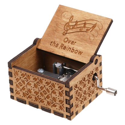 Huntmic Wooden Hand Crank Rainbow Music Box, Classic Vintage Wood Handmade Over the Rainbow Musical Boxes Best Gift for Kids,Friends (Over the Rainbow)