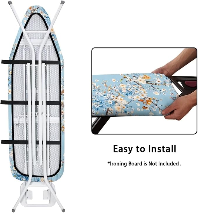 Blue Flower Ironing Board Cover and Pad 15x54
