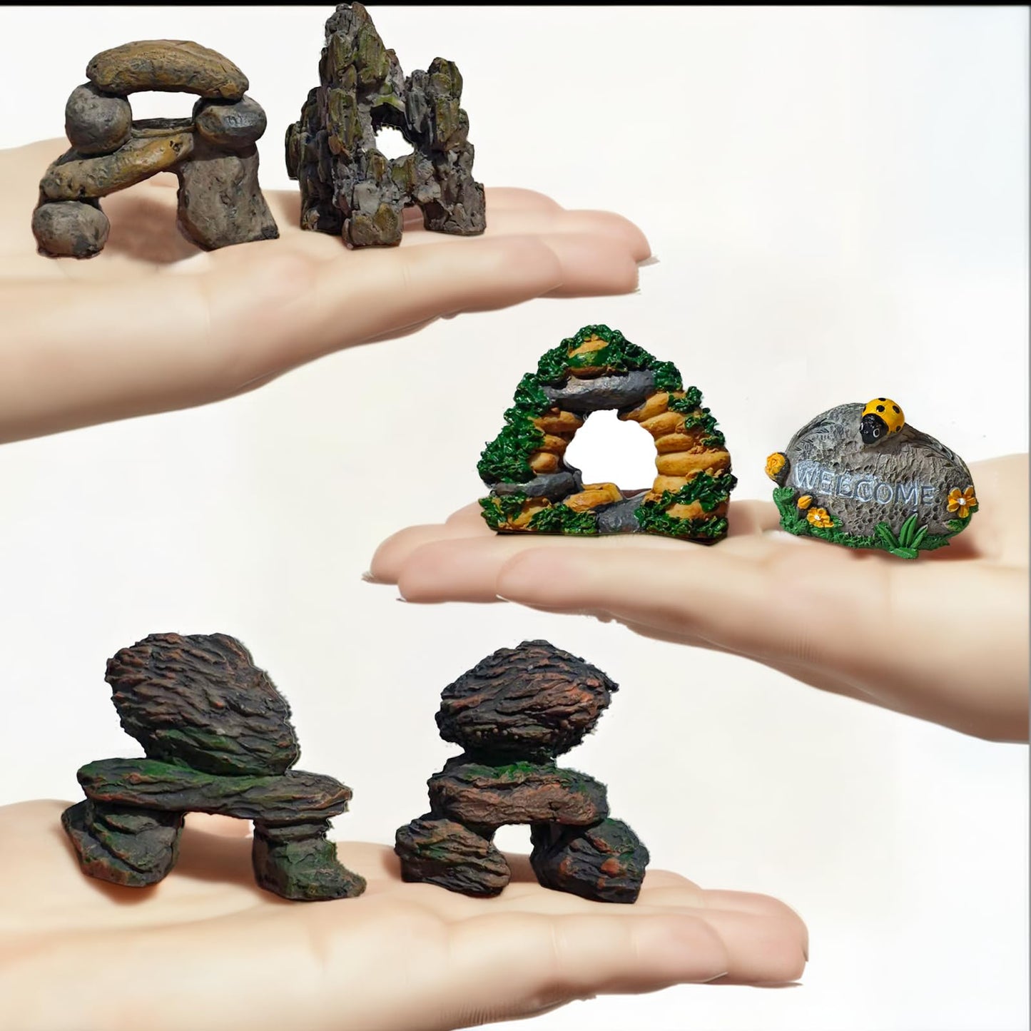 Kai Dream 6 Pcs Diorama Rocks Fake Rock Miniature Stone Rock Statue for Diorama Supplies Micro Train Landscape Railway Sand Table Miniature Models Fairy Garden Accessories