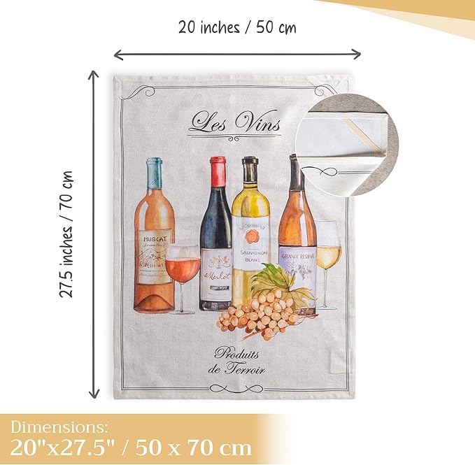Maison d' Hermine Kitchen Towels Set of 3 100% Cotton 27.50" x 20" Reusable
