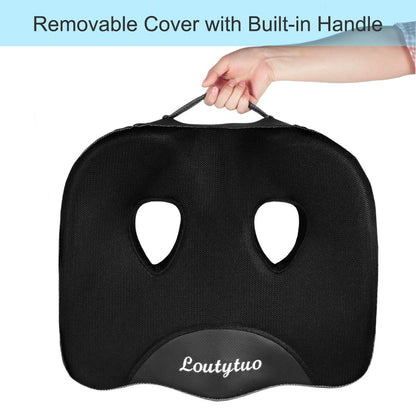 LOUTYTUO Seat Cushion Pillow,100% Memory Foam and Washable Cover,for Office Chair,Car Seat and Wheelchair, Soft Support Seat Cushion