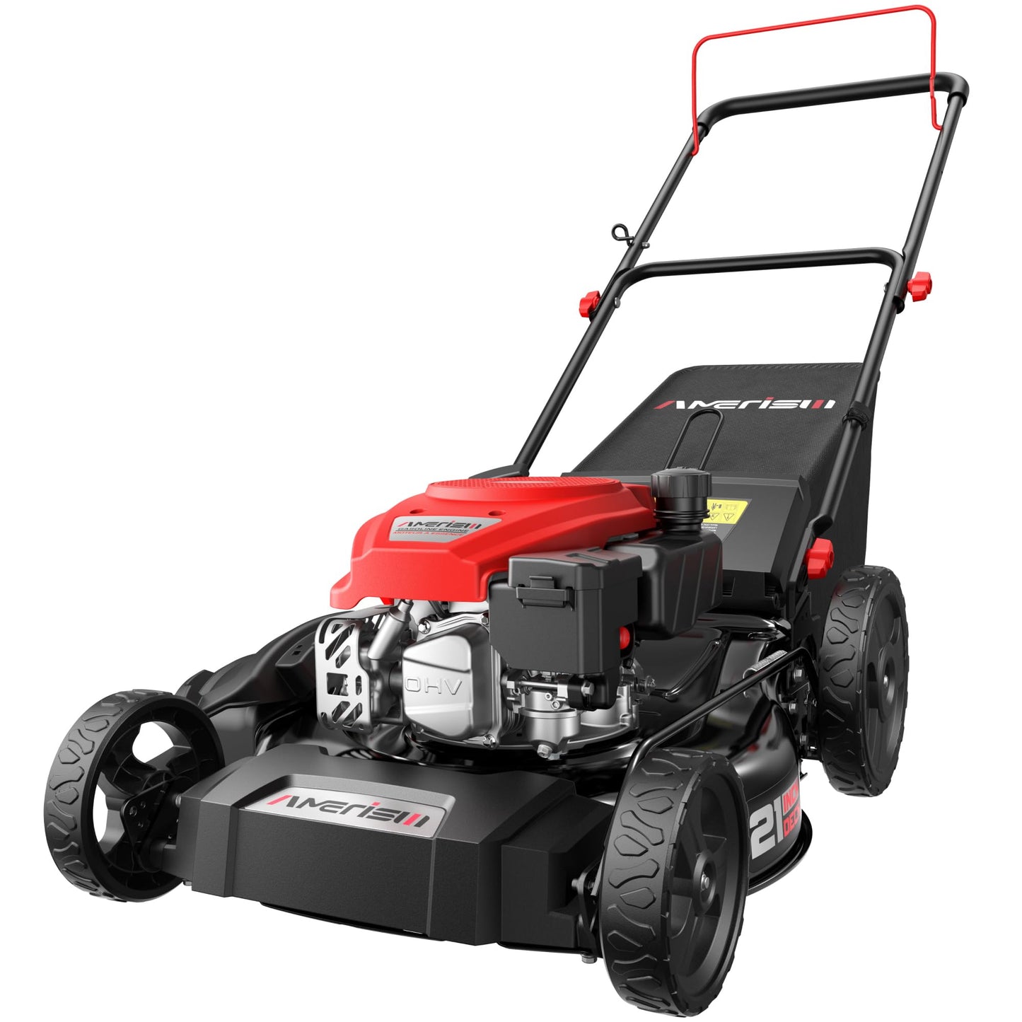 AMERISUN Gas Lawn Mower 21 in, 144cc 4-Stroke Walk-Behind Push Mower, 3-in-1 Mulch Bag Side Discharge System, 6 Adjustable Cutting Heights, Heavy Steel Deck for Yard & Garden Care