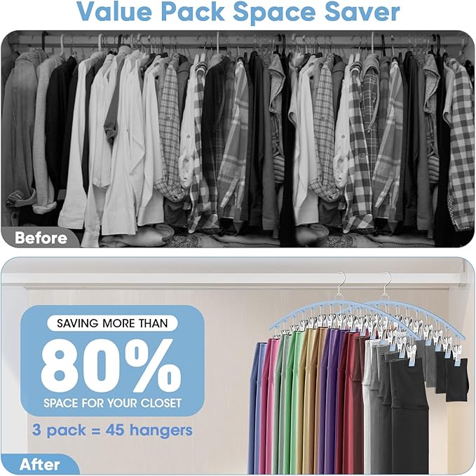 3 Pack Legging Organizer for Closet Hanging, Pants Hangers