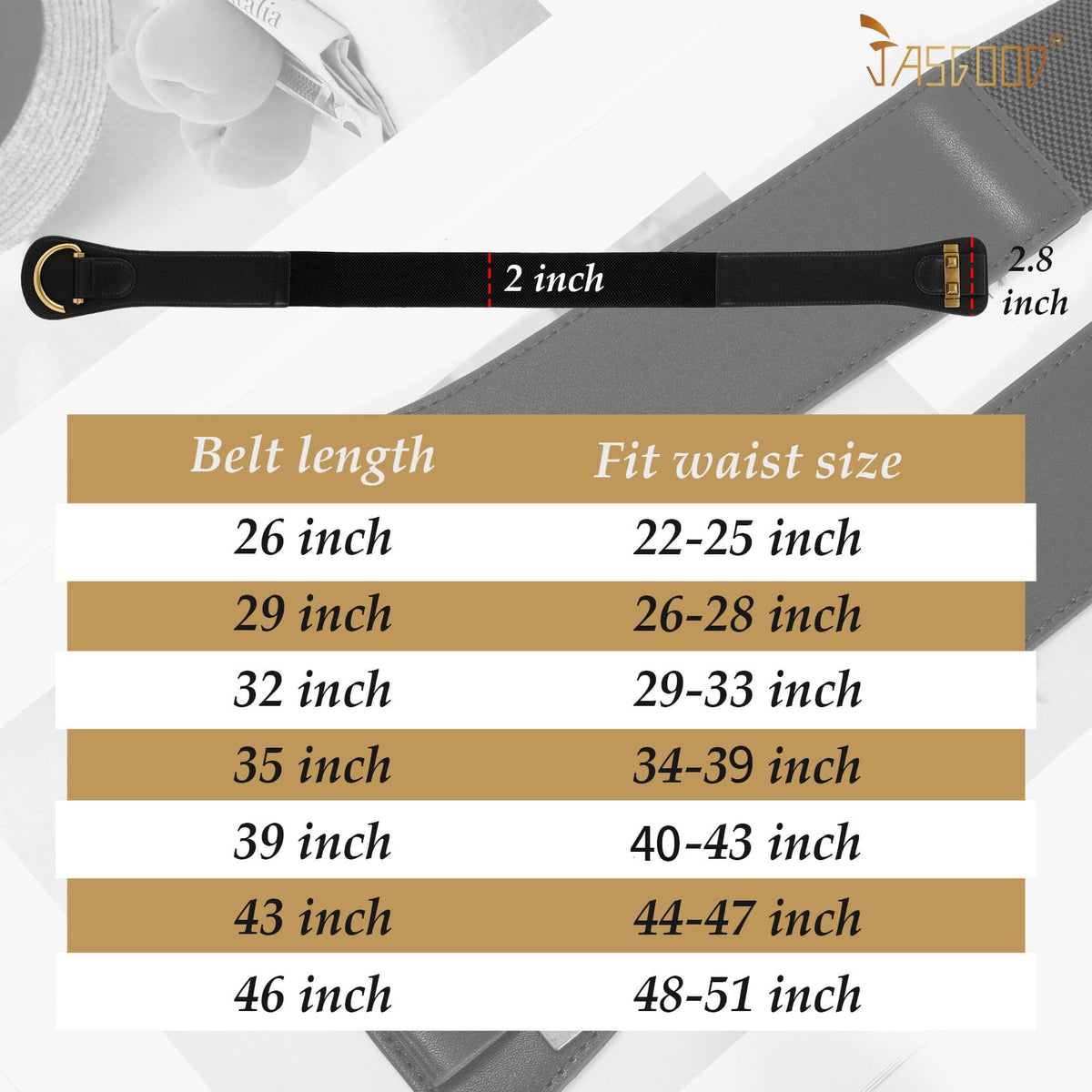JASGOOD Women's Vintage Stretchy Waist Belt Elastic Wide Waistband for Dresses