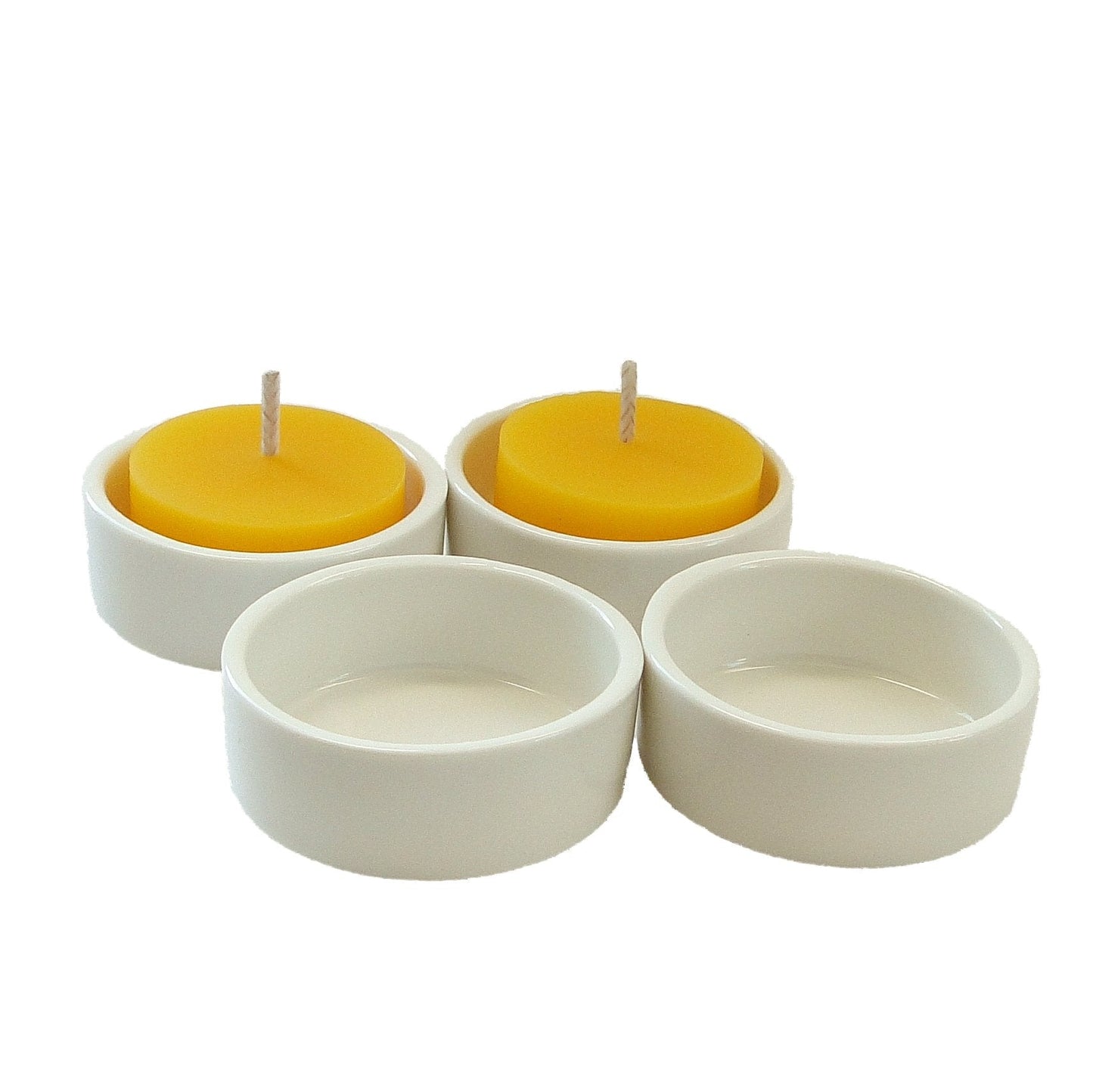 American Metalcraft Porcelain Tealight Candle Holder (Set of 4), Round, White, PSLT17