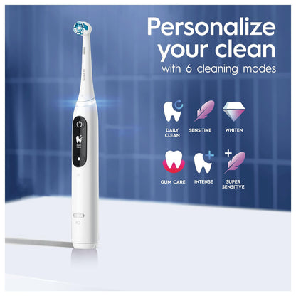 Oral-B iO8 2x Electric Toothbrushes For Adults, Gifts For Women / Men, App Connected Handles, 2 Toothbrush Heads & Travel Toothbrush Set, 6 Modes, 2 Pin UK Plug, Black & White, Oral B IO Toothbrush