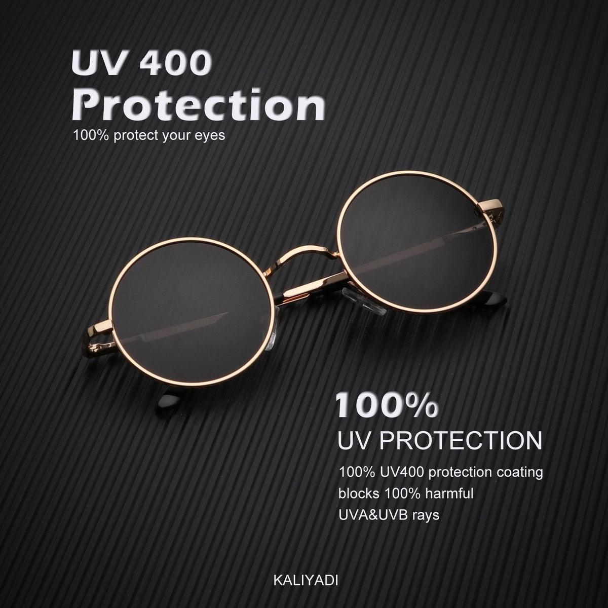 KALIYADI Round Polarized Sunglasses for Men Women Retro Metal Hippie Circle Style Sun Glasses UV Protection (2 Pack) 47mm