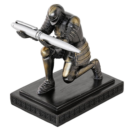 Amoysanli Executive Knight Pen Holder Decorative Resin Pen Holders For Desk Organizer Cool Ornament Gift For Office and Home (Iron)