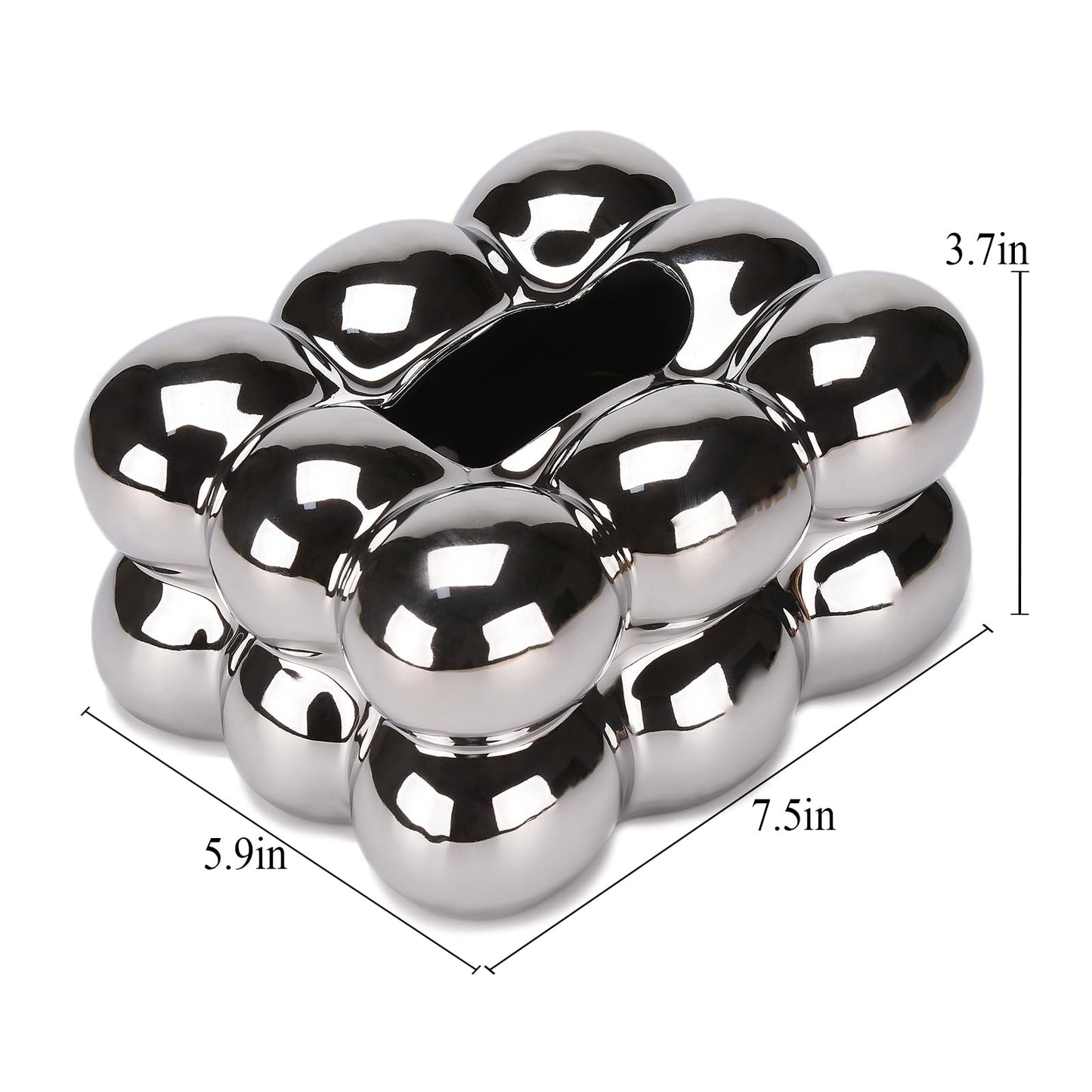 NYMYHE Electroplated Ceramic Tissue Box for Bathroom, Dresser, Living Room, Dining Room, Modern Silver Home Decoration TQGJNY50