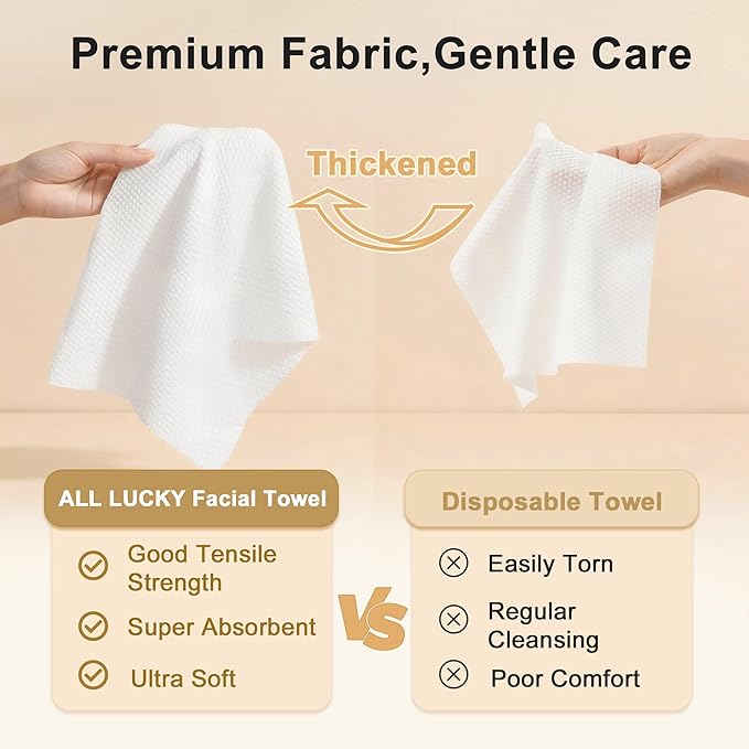 Face Towels, XL Facial Dry Towels 10x12 Inch, Biodegradable Disposable Face