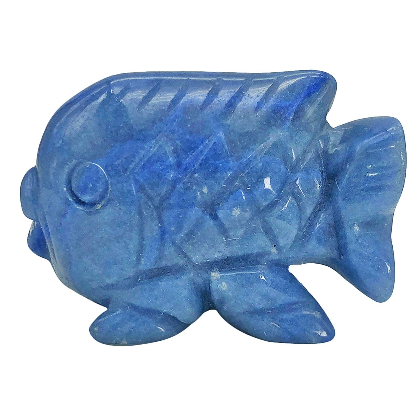 favoramulet 2 Inches Blue Aventurine Stone Dancing Fish Statue, Hand Carved Healing Crystal Figurine Decoration Sulpture, Fengshui Wealth and Luck