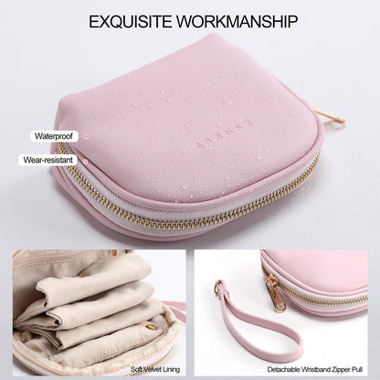 RSNREP Small Travel Jewelry Organizer Storage Pouch - Velvet Mini Travel Jewelry Case for Women, Compact Zipper Bag for Bracelets, Rings, Earrings Essential Travel Accessory Gift (pink)
