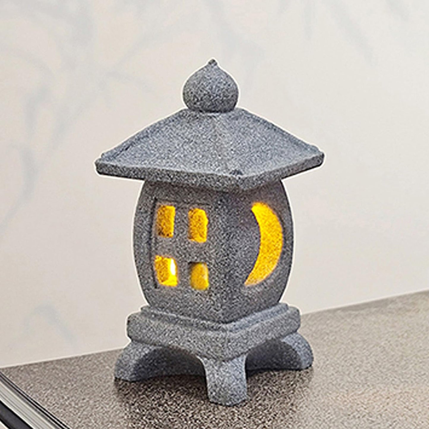 Daisylily Japanese Pagoda LED Lamp Statue Figurine, LED Lantern Pagoda Statue Figurines for Home Table Decor - Style B