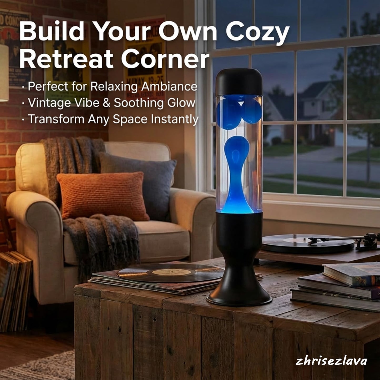 zhrisezlava Liquid Motion Lamps 16 Inch, Blue Motion Lamp Relaxing Night Light for Meditation, Aesthetic Room Decor Aesthetic Lamp, Cool Birthday Gifts for Boys Girls Adults, Black Base Liquid Lamp