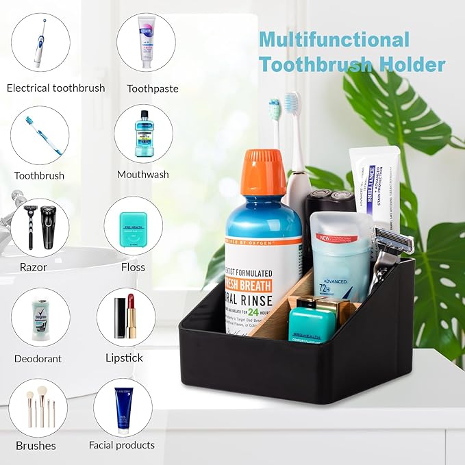 Toothbrush Holder for Bathrooms, 5 Slots Tooth Brush Holder