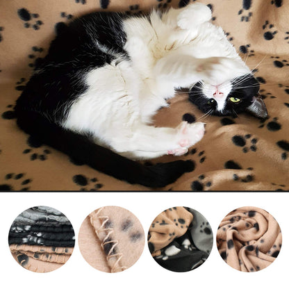 DIGIFLEX Large Pet Blankets x3 Dog Cat Soft Fleece 70cm X 100cm - Washable Soft Fleece Dog/Cat Throw Blanket - Paw Print Design – Bedding for a Puppy & Kitten