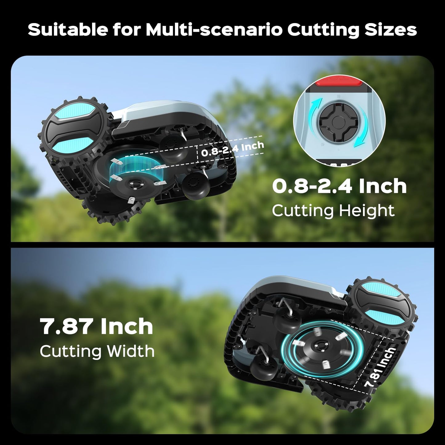 2026 New Robot Lawn Mower with App Control – Features Adjustable Cutting Height, Auto-Charging, Obstacle Detection and Brushless Motor for Lawns Up to 1/8 Acre, Light Gray