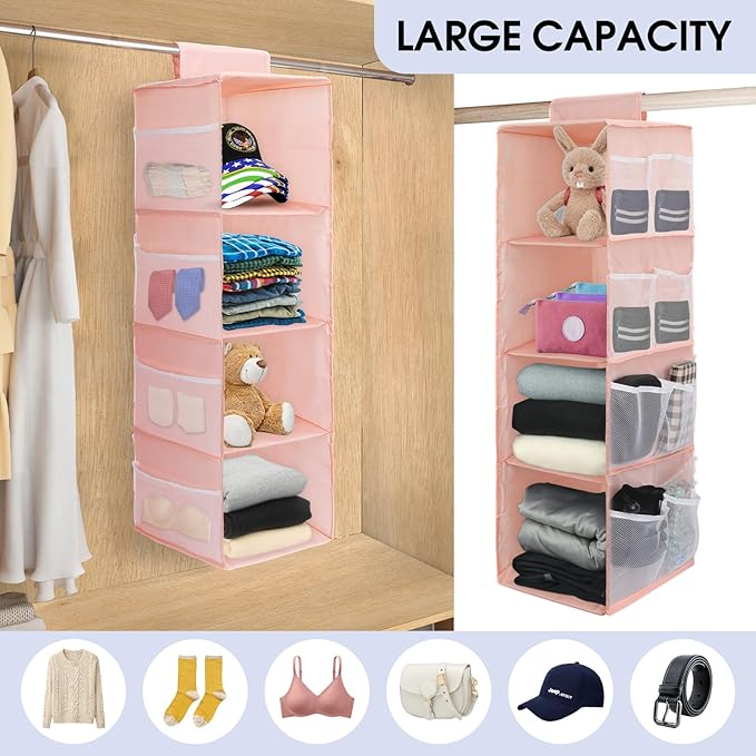 PetsHome 4-Shelf Hanging Closet Organizer, Space Saver, Closet Hanging Storage