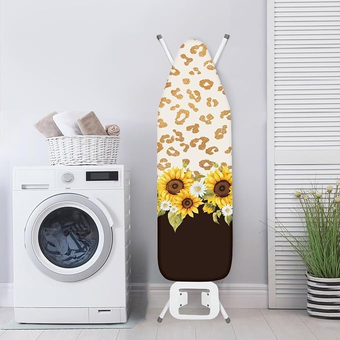GLENLCWE Sunflower Leopard Print Ironing Board Cover, 54x15 inches, Floral Iron