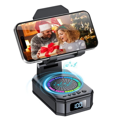 buwy Gifts for Men Women, Cell Phone Stand with Wireless Bluetooth Speaker, Colorful LED Lights, Anti-Slip Base HD Surround Sound, Rechargeable (3000mAh), for Teens, Men, Women for Christmas
