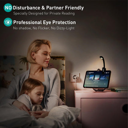 RADIXIUM Rechargeable Book Light for Reading - 9LED Eye-Caring Clip Light w/ 9 Color Temp, Stepless Dimming, 50H Battery, USB-C, Ultra Slim - Gift for Book Lovers (Black)