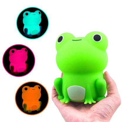 OkiyiD Frog Night Light for Nursery, Rechargeable Dimmable Bedside Lamp with Touch Control(ABS+SIL), Portable Kids Gift for Girls, Boys, Babies