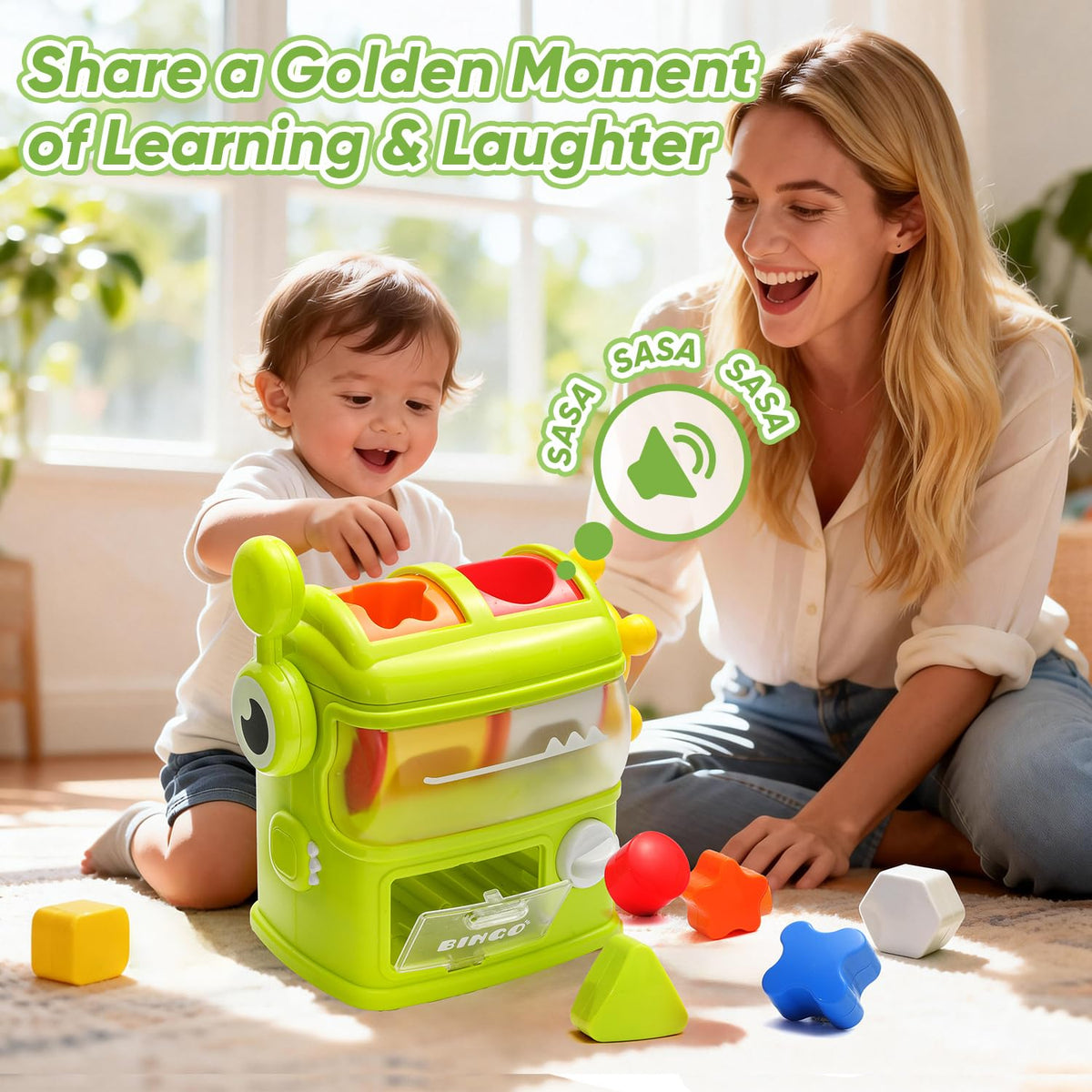 Seozio Shape Sorter Toys for Kids 1 2 3 Years Old, Sensory Montessori Toy