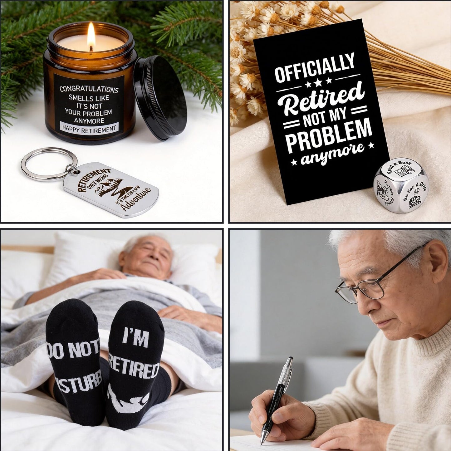 Ithmahco Retirement Gifts for Men 2026, Retirement Gift for Men, Funny Retired Gifts Includes Whiskey Glass Set Candles Hat Socks Pen Bottle Opener Keychain Dice for Dad, Coworker, Boss, Grandpa