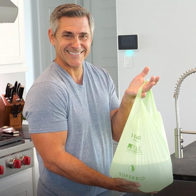 SUPERBIO 3 Gallon Compostable Food Waste Bags, Food Scrap Bags