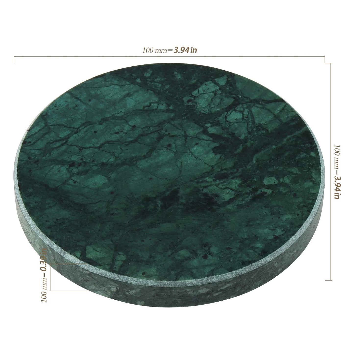 HEIHAK 8 PCS 4 Inches Marble Coasters, Round Stone Decorative Modern Coasters with Non-Slip Bottom for Glasses, Cups, Mugs, Emerald