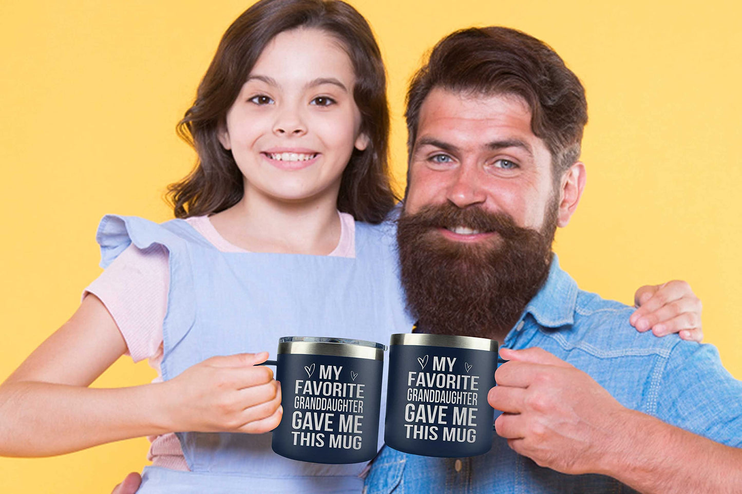 Gifts for Grandpa from Grandaughter, Grandson, Kids on Fathers Day, Christmas, Birthday - Funny Coffee Mug Gifts for Grandparents - Grandparents Insulated Stainless Steel Mug 14oz Navy