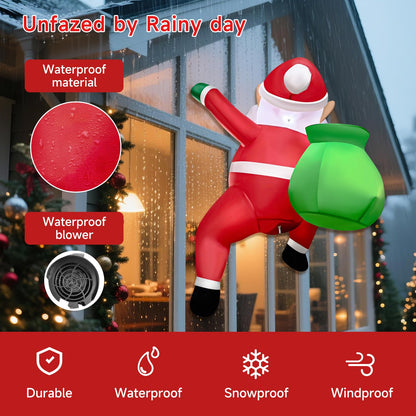 3 FT Christmas Inflatables Outdoor Decorations, Funny Cute Hanging Santa Claus with Gift Bag, Build-in LED Lights, Blow Up Xmas Decor for Indoor Yard Outside Fall Vacation Holiday Party Lawn