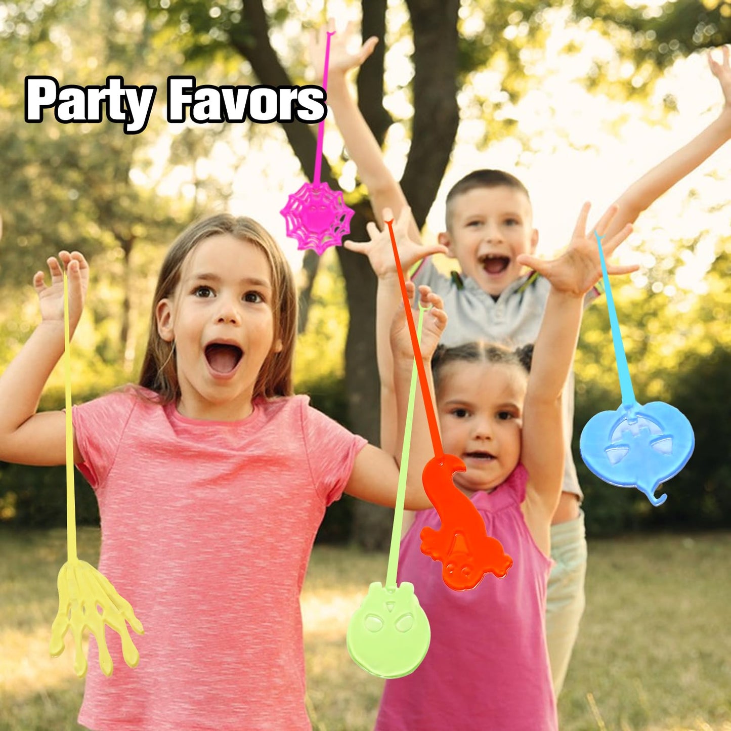 CHHOEAV 36pcs Halloween Party Favors Sticky Hands, Spider Web Skull Bat Stretchy Sticky Toys For Boys Girls, Birthday Party Supplies, Non Candy Halloween Treats Goodie Bag Stuffers