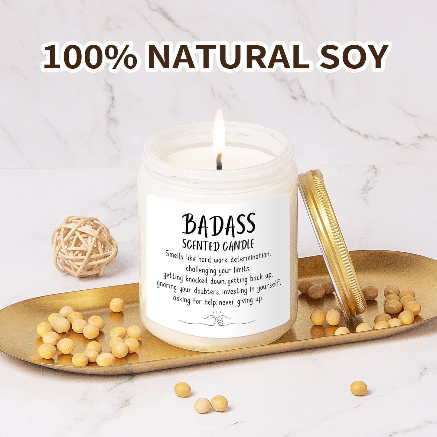 Sinsufur Congratulations Gifts for Women, Inspirationalfor Friends Coworkers, Birthday Christmas for Women - Boss Lady, New Job, Promotion Gift, 7oz Badass Scented Candle