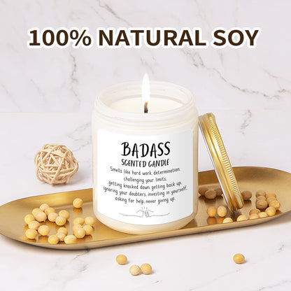 Sinsufur Congratulations Gifts for Women, Inspirationalfor Friends Coworkers, Birthday Christmas for Women - Boss Lady, New Job, Promotion Gift, 7oz Badass Scented Candle