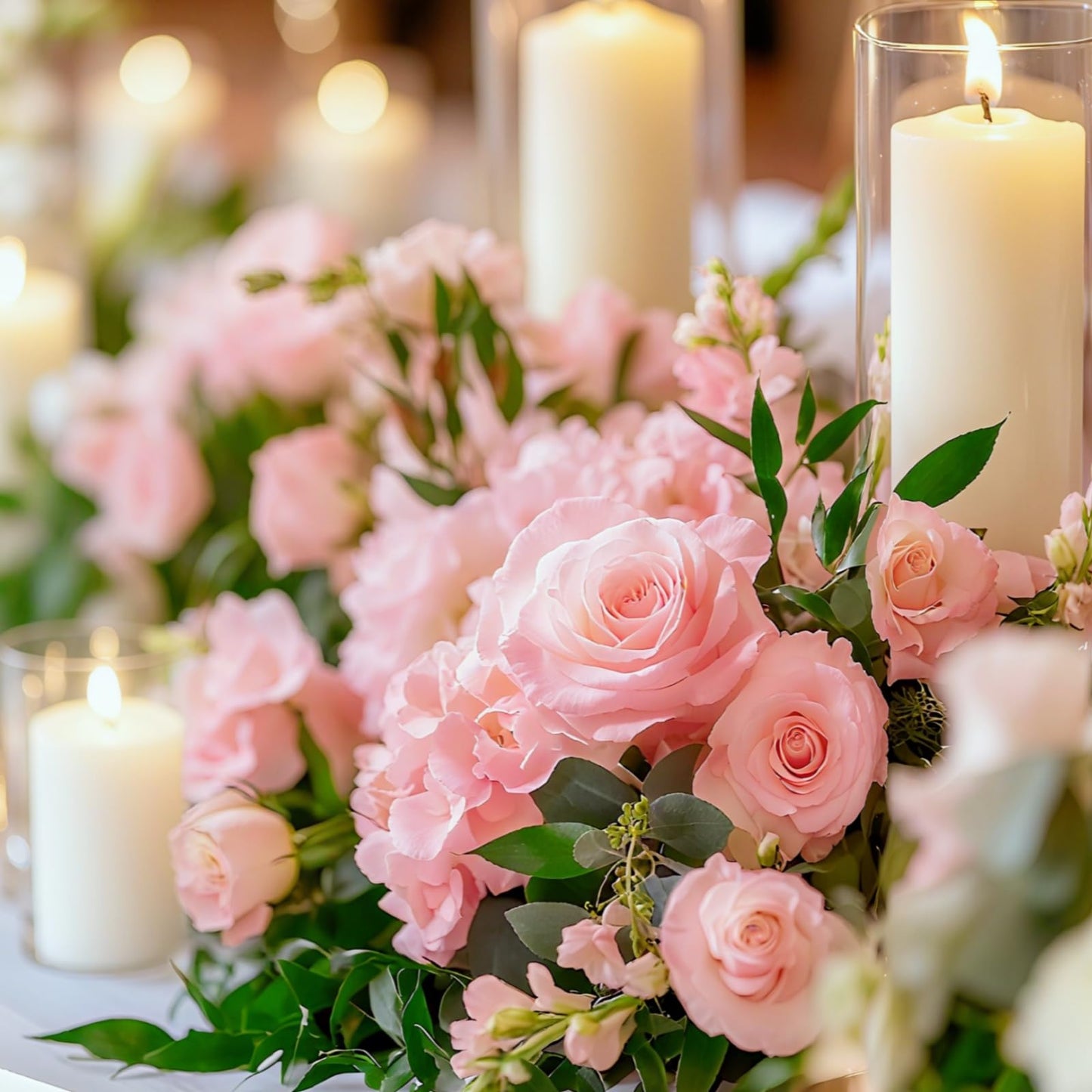 ZJGXH 24 Pcs White Pillar Candles and Glass Cylinder Vases Clear Glass Pillar Candle Holders Hurricane Glass Candle Holders for Table Centerpieces Wedding, Party, Event, Home Office