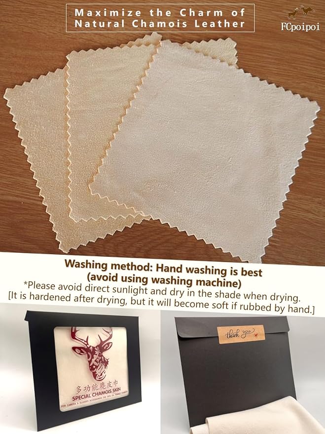 Eyeglass Cleaning Cloth Natural Chamois Leather Camera Lens Cleaning