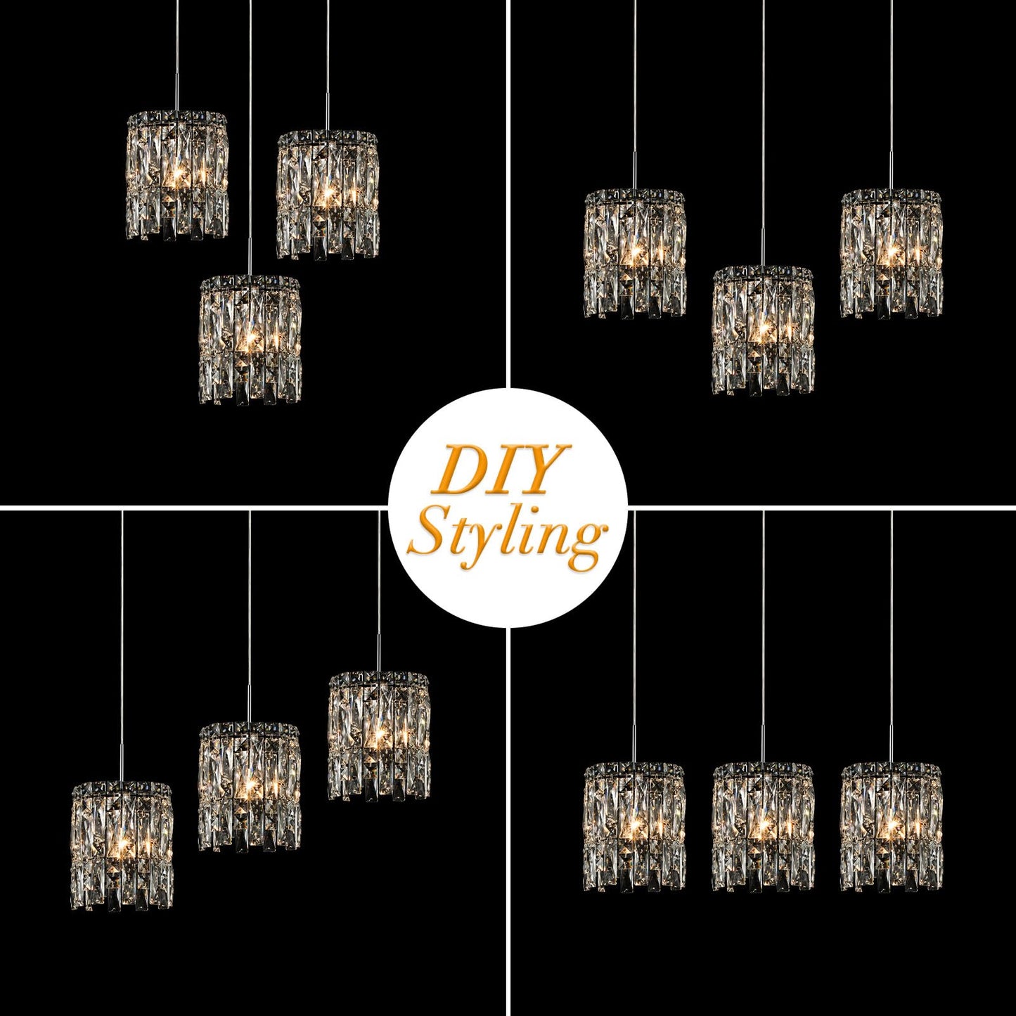 NISIDUN Modern K9 Crystal Pendant Lights Kitchen Island Set of 3,Chrome Chandeliers for Dining Room Light Fixtures Over Table,Hanging Lighting for Kitchen Island Entryway Bathroom BedHead Bedroom