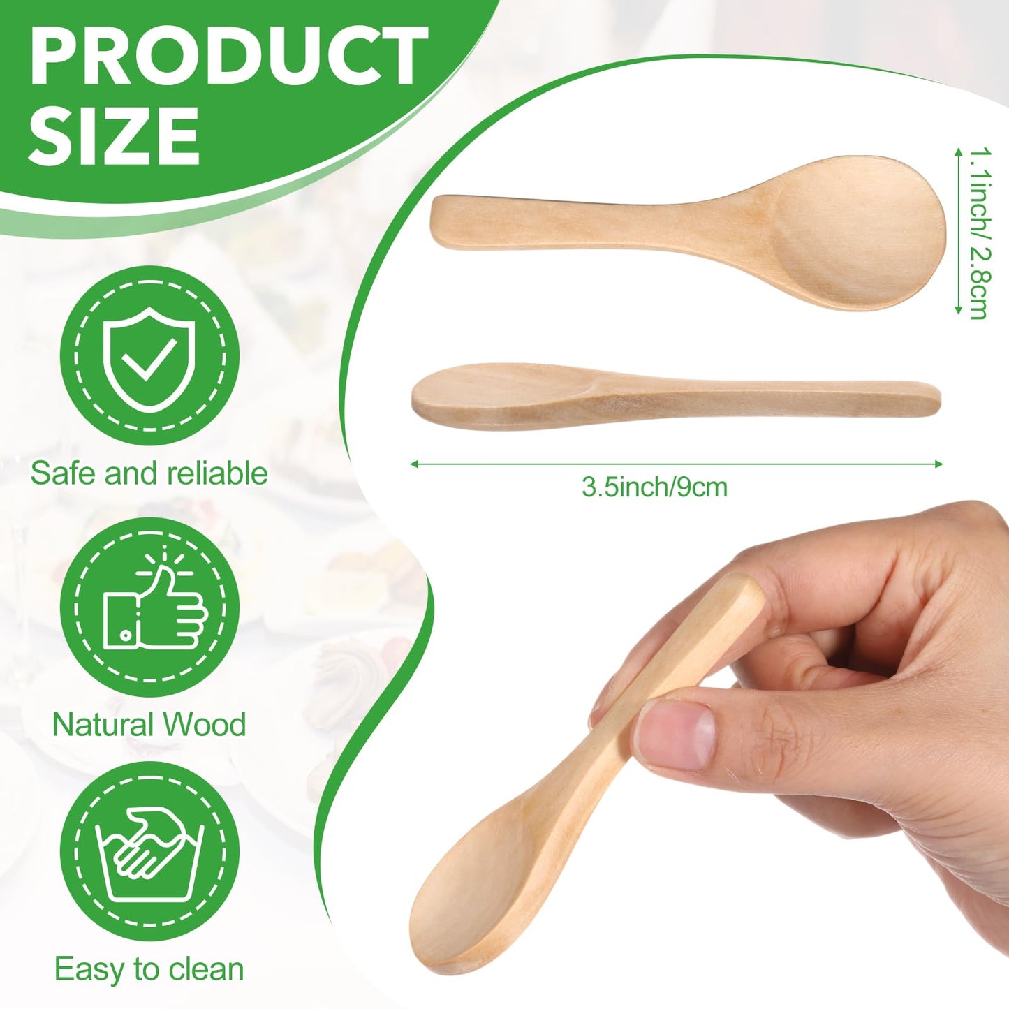 Boao 100 Pcs Small Wooden Spoons, 3.5'' L, Mini Wood Natural Tiny Spoons Wooden Little Teaspoons for Jars Sugar Creamer Honey Spices Salt Kitchen Supplies (Light Brown)