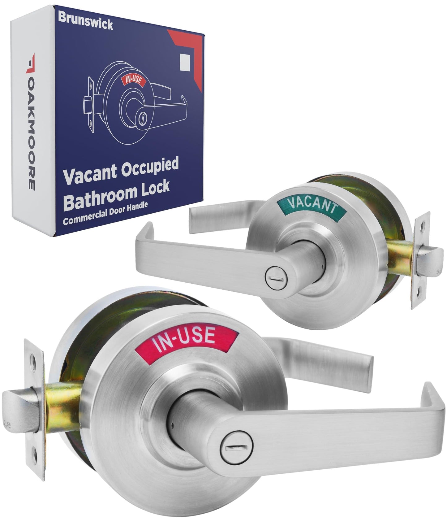 OAKMOORE Commercial Door Handle | Vacant Occupied & Commercial Restroom Lock for Public Bathroom & Industrial Buildings