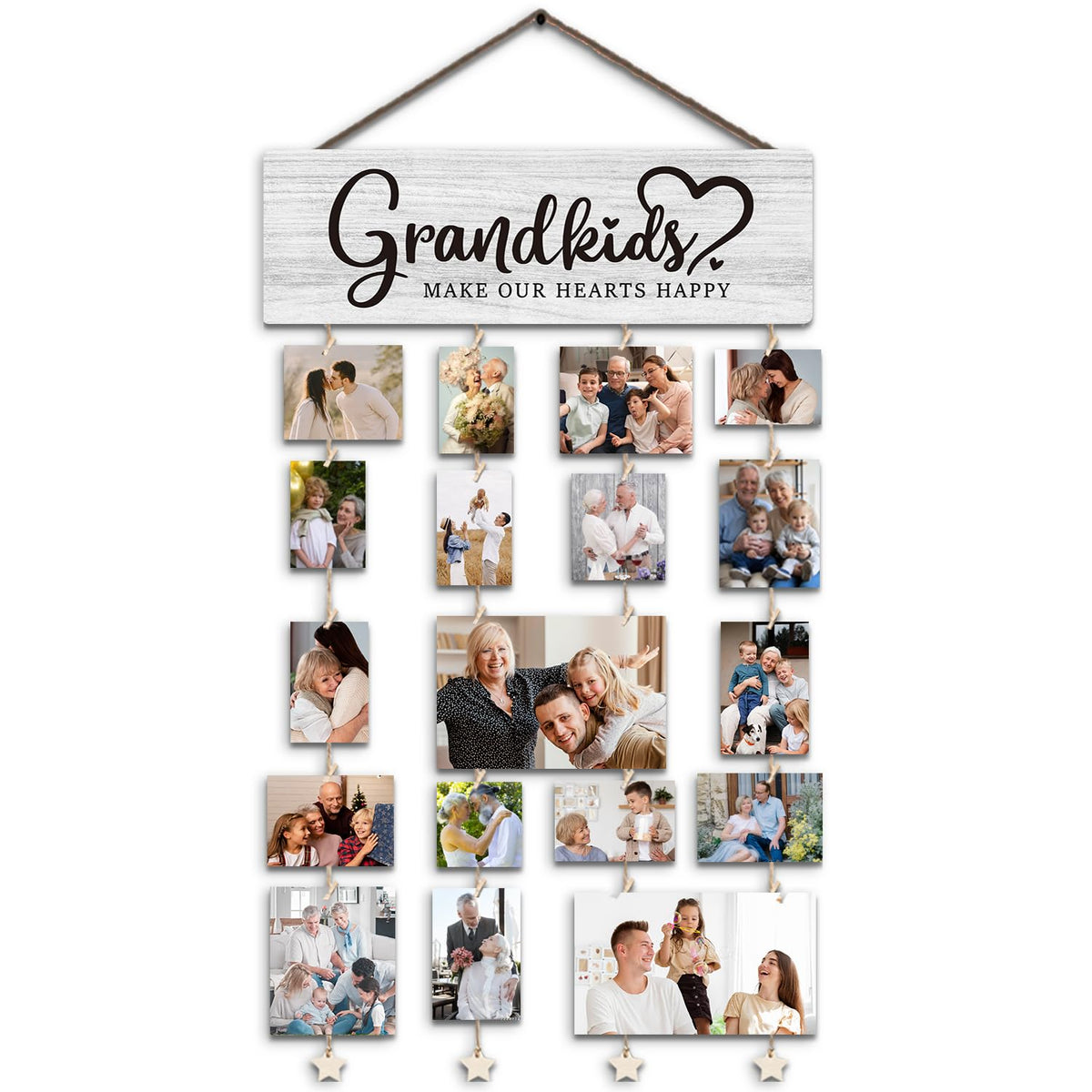 SJDFCSA Gifts for Grandparents, Grandkids Picture Frames Gifts for Grandma Nana Grandmother from Granddaughter Grandson, Grandkids Make our Hearts Happy Photo Collage Frame for Wall Decor