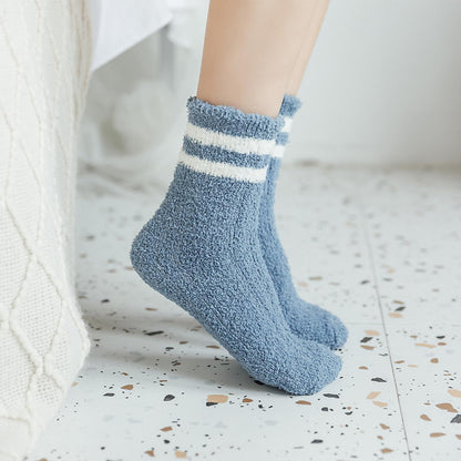 Tergy 20 Pairs Fuzzy Socks Soft Cozy Fluffy Warm Winter Sleep Plush Bed Socks Microfiber Slipper Fleece Socks for Women (Stripe)