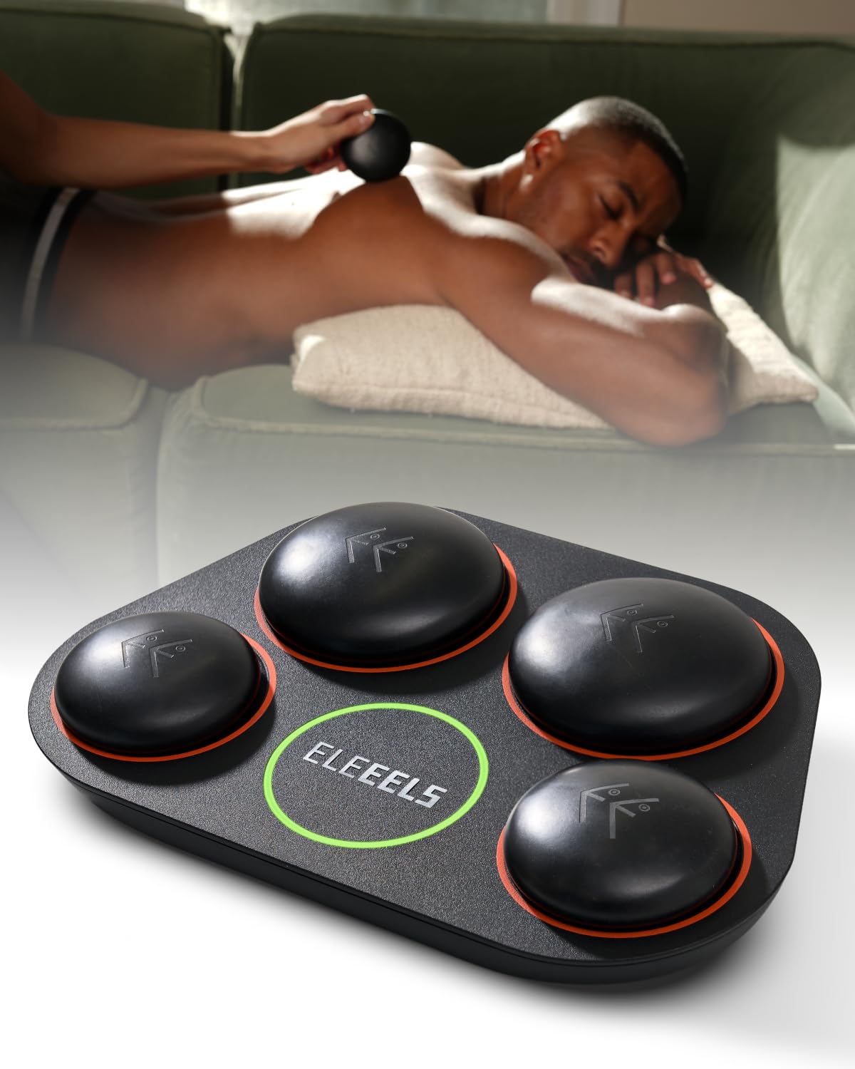 Eleeels Electric Hot Stones Massage Set, 4Pcs Basalt Hot Stones Portable Warmer Kit with 3 Adjustable Temperatures for Back Neck Shoulder Pain Relief, Sore Muscle & Fatigue, Home Spa