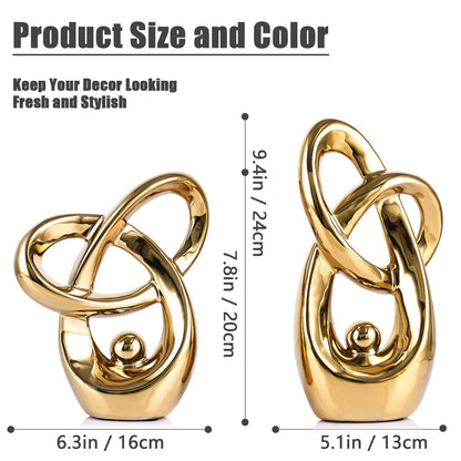 GAOSHENG Gold Modern Abstract Art Home Decor Accent,Statues Coffee Table Decor for Living Room,Table Centerpieces for Dining Room,Ceramic Sculptures and Gold Knick Knacks for TV Stand Decor