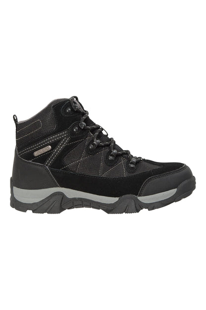 Mountain Warehouse Trail Kids Waterproof Boots - Synthetic Mesh Upper Girls & Boys Shoes, EVA Footbed, High Traction - Best for Spring Summer, Hiking & Outdoors Black Kids Shoe Size 5