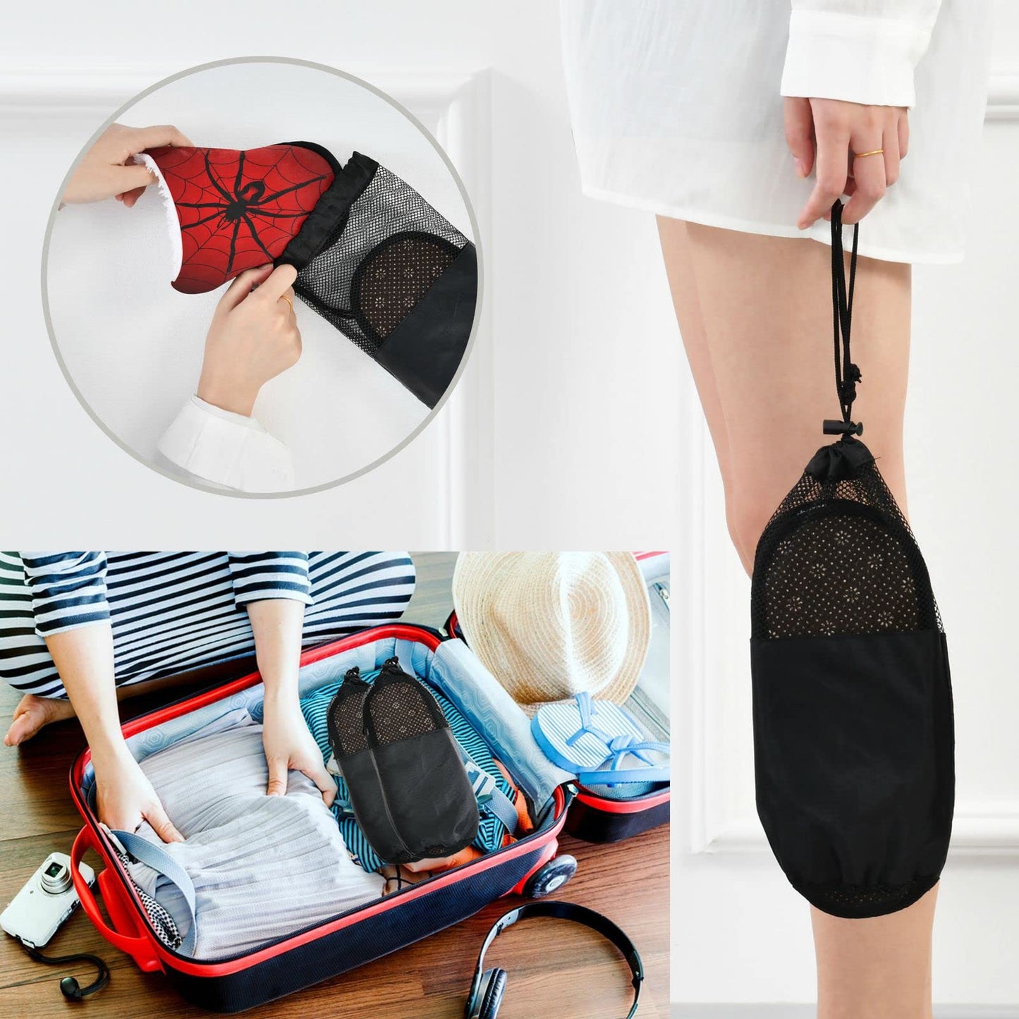 Glaphy Halloween Spider Web Red Black Slippers for Men, Memory Foam House Slippers, Non-Slip Indoor Outdoor Winter Bedroom Shoes, 9-12