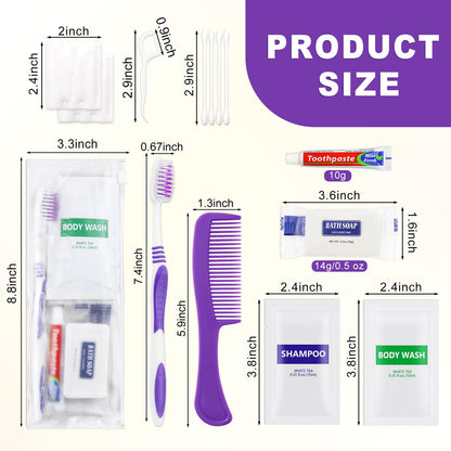 Pack of 50 Hygiene Kit, Toiletry Kit Bulk, Individually Packed, Travel Disposable Hygiene Kit, Homeless Care Package Supplies,Suitable for Hotel, Camping, Travel