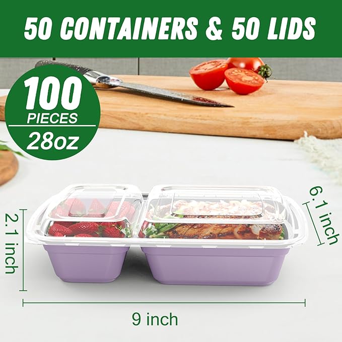 50 Pack 28 oz Meal Prep Containers Reusable